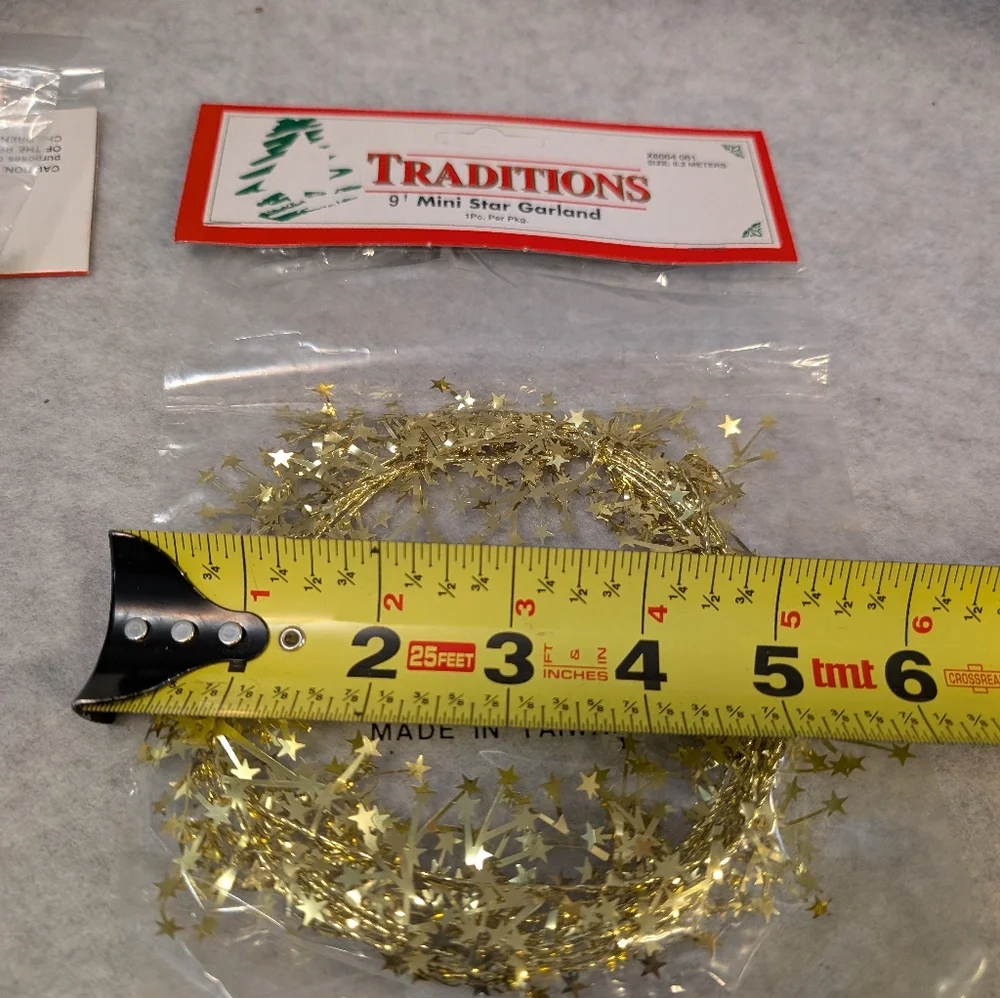 3 packs of New Unopened 9' Traditions Mini Star Garland (X6004 061)